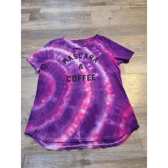 Old navy small women's relaxed fit tie dye "mascara and coffee" tee - Picture 1 of 6